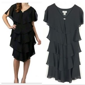 PATRA Black Ruffle Tiered Flapper Cocktail Dress 8